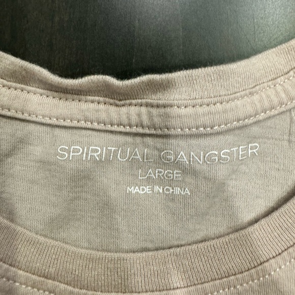 EUC Spiritual Gangster Tan Cream Coachella Rocker Muscle Tank Size Large - Picture 2 of 3